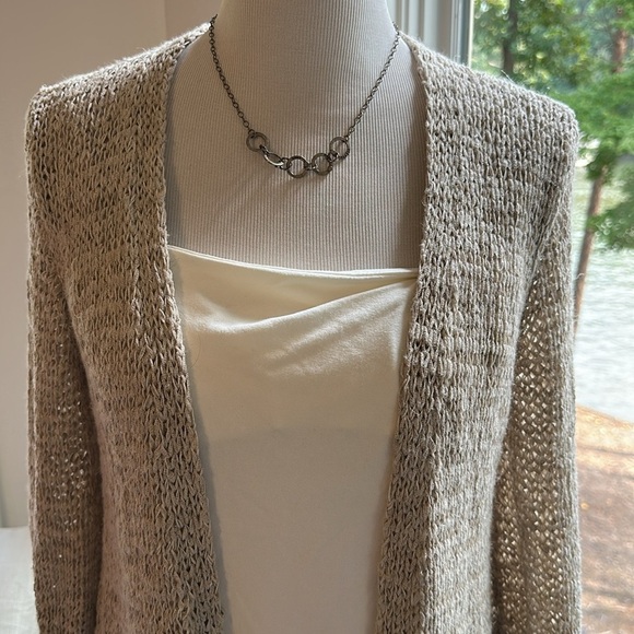 Eileen Fisher Linen Blend Open Cardigan with 3/4 Sleeves, Size S/P, Like New - Picture 2 of 7